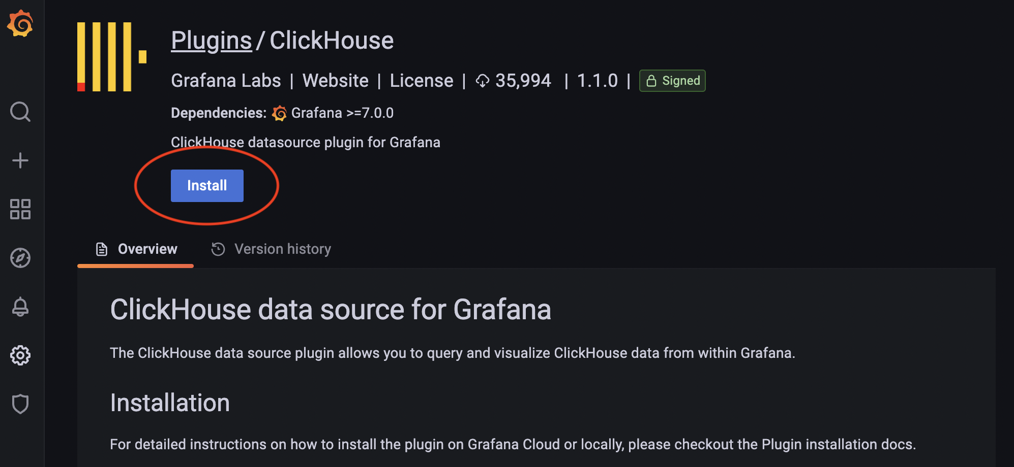 Install the ClickHouse plugin